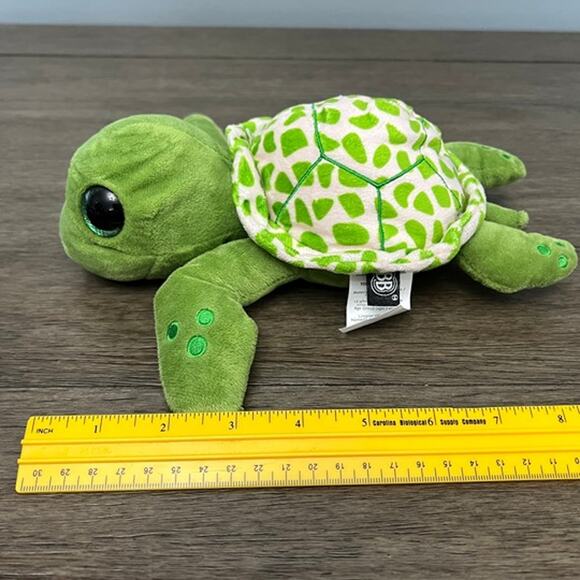 Green Turtle with Glitter Eyes‎ & Embroidered Spotted Fins Plush - Picture 7 of 7